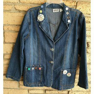 Chico's Design Blue Jean Jacket 12/14 Large Chicos Size 2